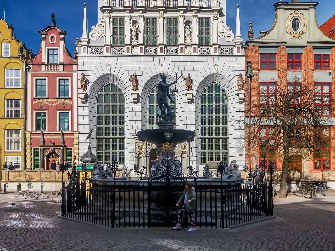Ujęcie na Fontannę Neptuna w Gdańsku